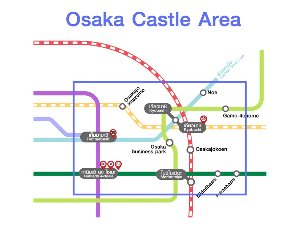 แผนที่รถไฟพร้อมสถานที่ท่องเที่ยวแนะนำในโอซาก้า (Osaka) | เที่ยวญี่ปุ่น Jnto