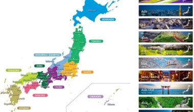 แผนที่ภูมิภาคของประเทศญี่ปุ่น